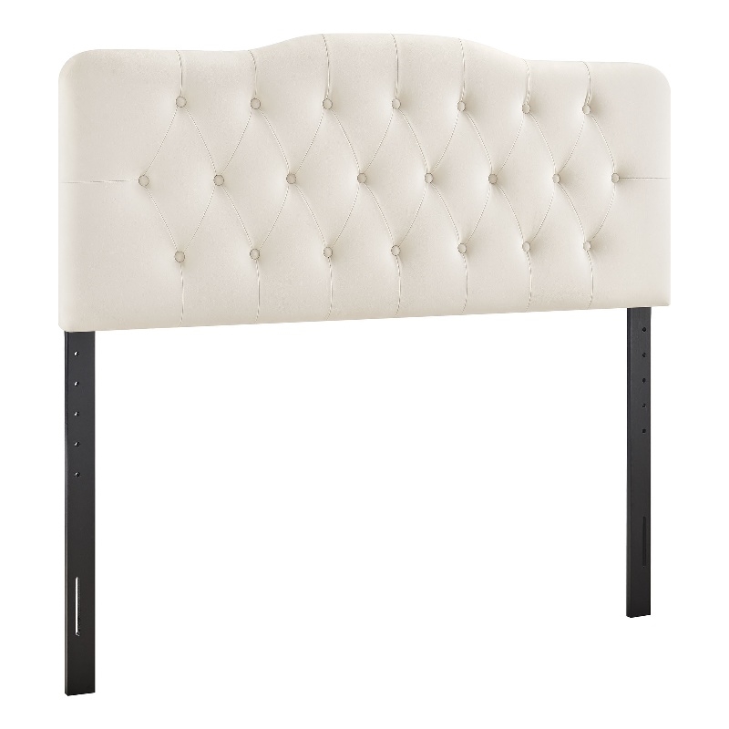 Annabel Stain-Resistant Performance Velvet Queen Headboard in Alabaster