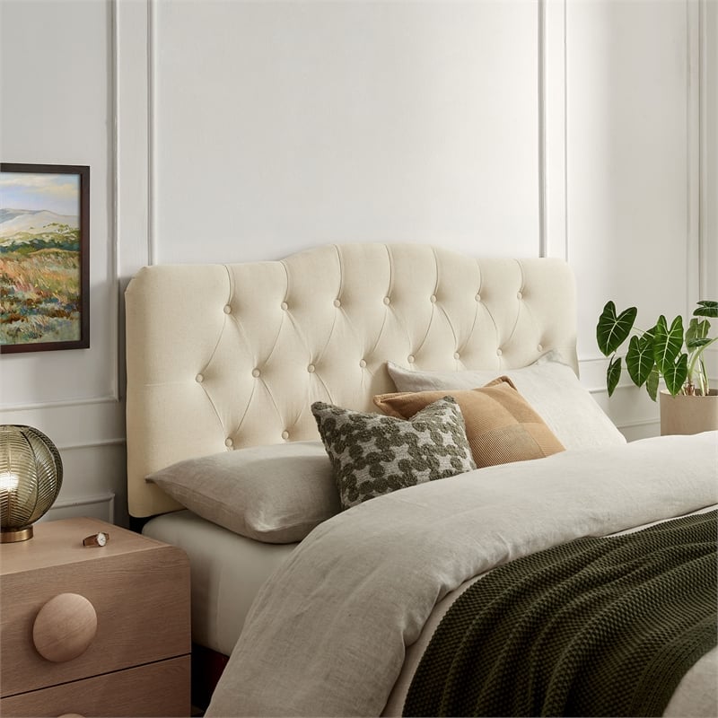Annabel Premium Linen Blend Full Headboard in Linen