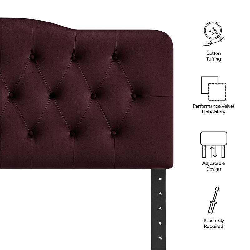 Annabel Stain-Resistant Performance Velvet Full Headboard in Mulberry