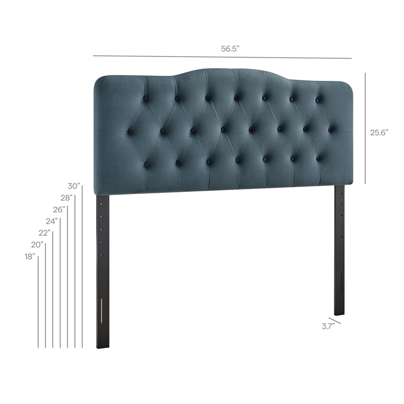 Annabel Stain-Resistant Performance Velvet Full Headboard in Cadet Blue