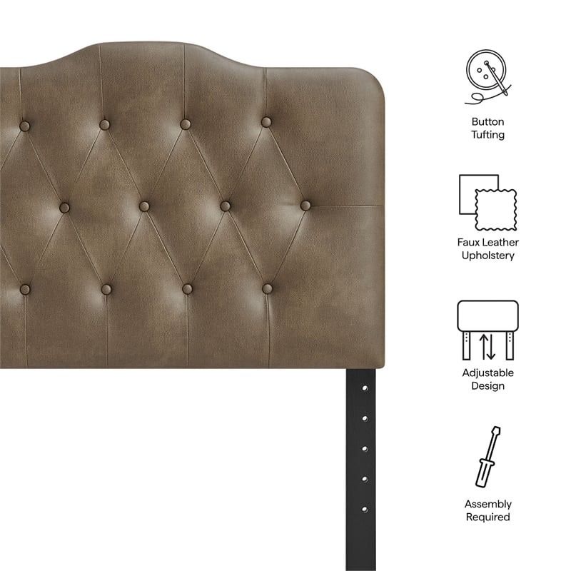 Annabel Faux Leather Twin Headboard in Mushroom