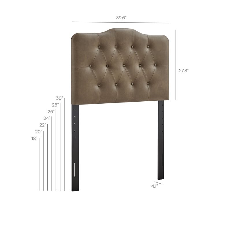 Annabel Faux Leather Twin Headboard in Mushroom