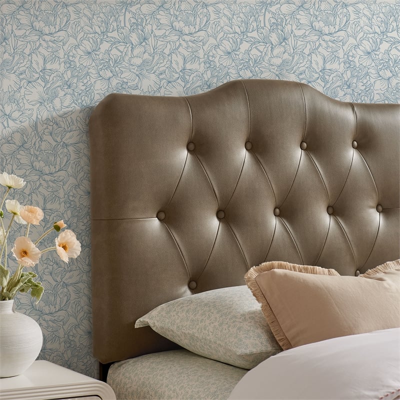 Annabel Faux Leather Twin Headboard in Mushroom