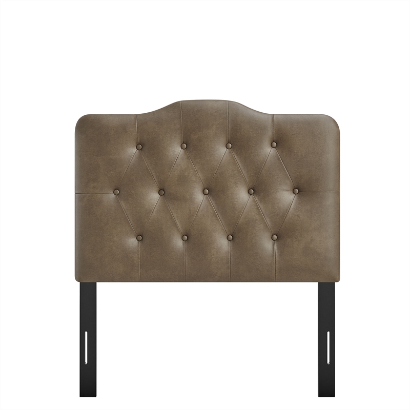 Annabel Faux Leather Twin Headboard in Mushroom