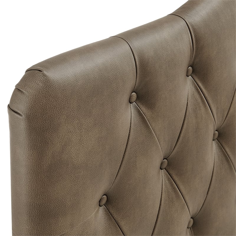 Annabel Faux Leather Twin Headboard in Mushroom