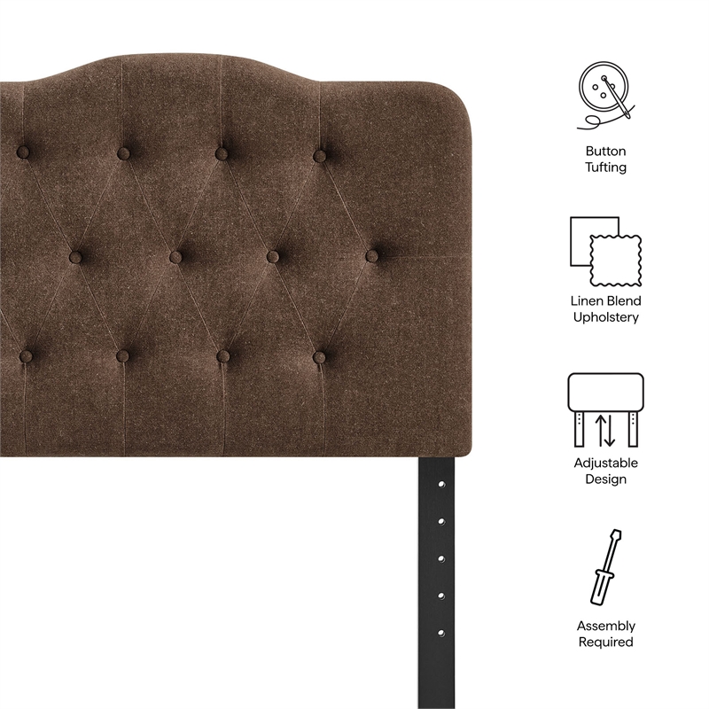 Annabel Premium Linen Blend Twin Headboard in Cocoa