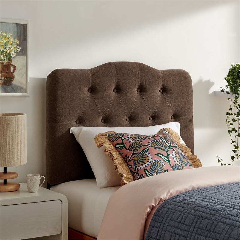Annabel Premium Linen Blend Twin Headboard in Cocoa