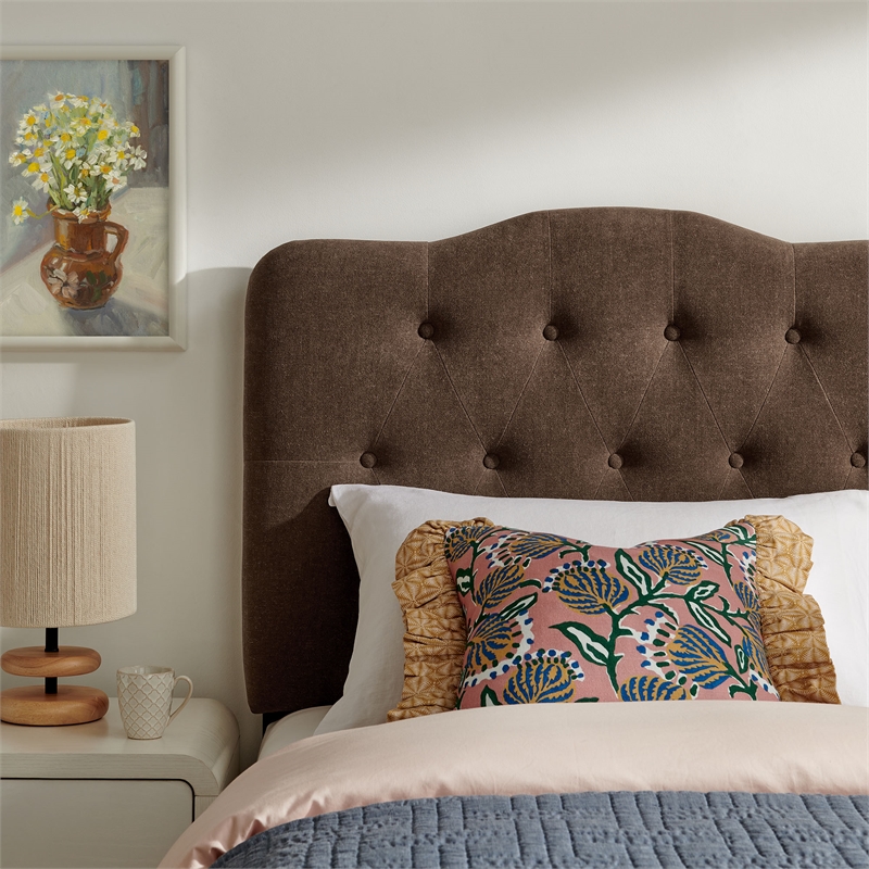 Annabel Premium Linen Blend Twin Headboard in Cocoa