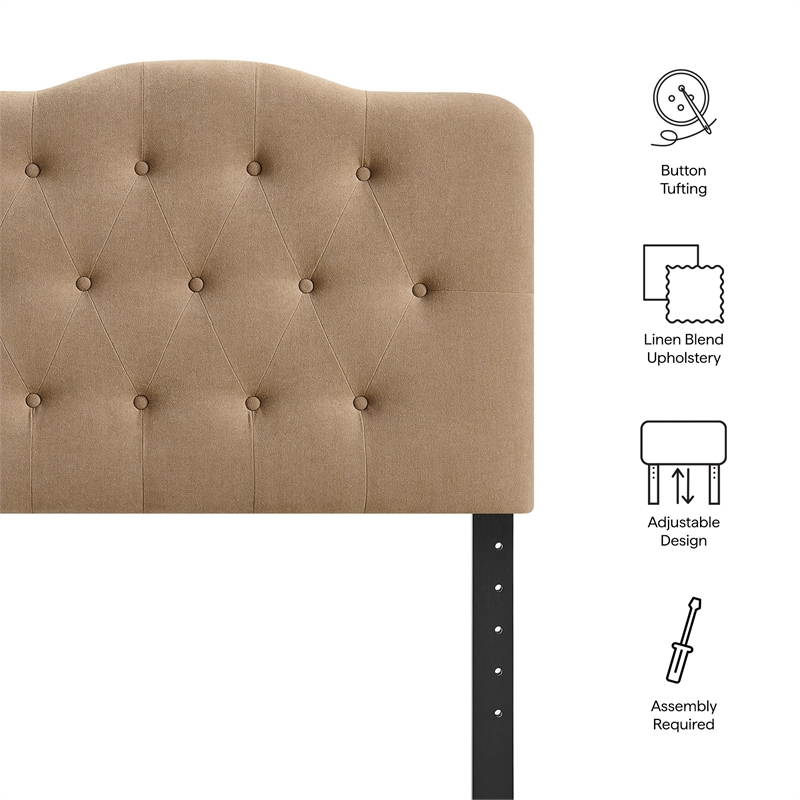 Annabel Premium Linen Blend Twin Headboard in Almond