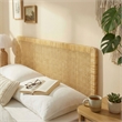 Sandy Wall Mounted Wood and Rattan King Size Headboard in Natural Rattan