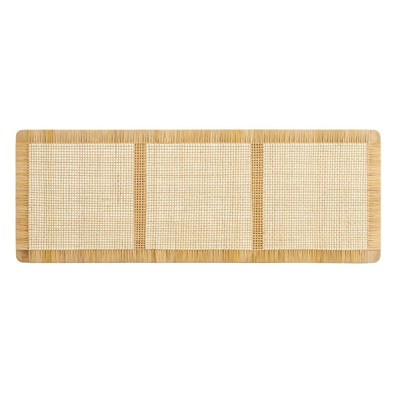 Sandy Wall Mounted Wood and Rattan King Size Headboard in Natural Rattan