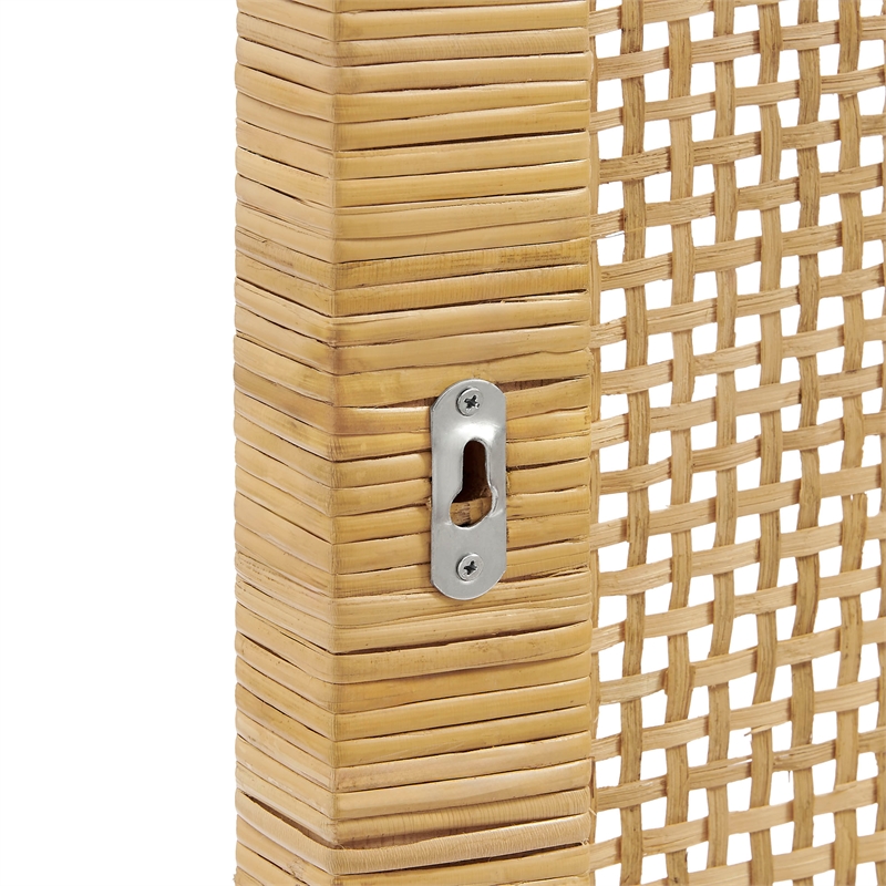 Sandy Wall Mounted Wood and Rattan Queen Size Headboard in Natural Rattan