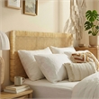 Sandy Wall Mounted Wood and Rattan Full Size Headboard in Natural Rattan