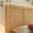 Sandy Wall Mounted Wood and Rattan Twin Size Headboard in Natural Rattan