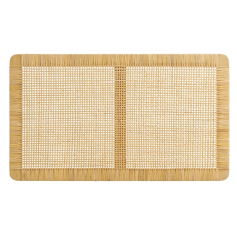 Sandy Wall Mounted Wood and Rattan Twin Size Headboard in Natural Rattan