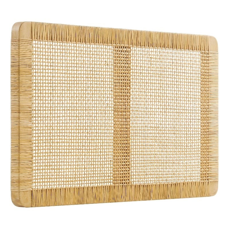 Sandy Wall Mounted Wood and Rattan Twin Size Headboard in Natural Rattan