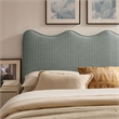 Athena Striped Fabric Upholstered King Size Headboard in Spa Blue Stripe