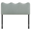 Athena Striped Fabric Upholstered King Size Headboard in Spa Blue Stripe