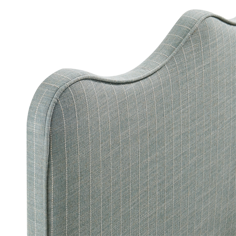 Athena Striped Fabric Upholstered King Size Headboard in Spa Blue Stripe