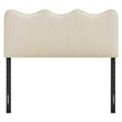 Athena Striped Fabric Upholstered King Size Headboard in Oatmeal Stripe