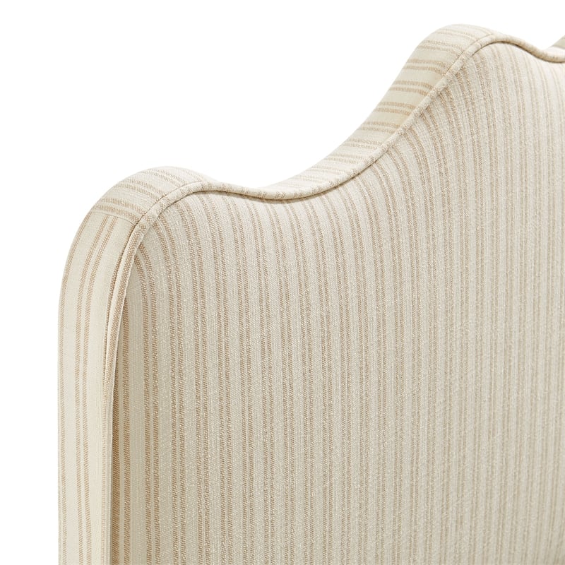 Athena Striped Fabric Upholstered King Size Headboard in Oatmeal Stripe