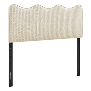 Athena Striped Fabric Upholstered King Size Headboard in Oatmeal Stripe
