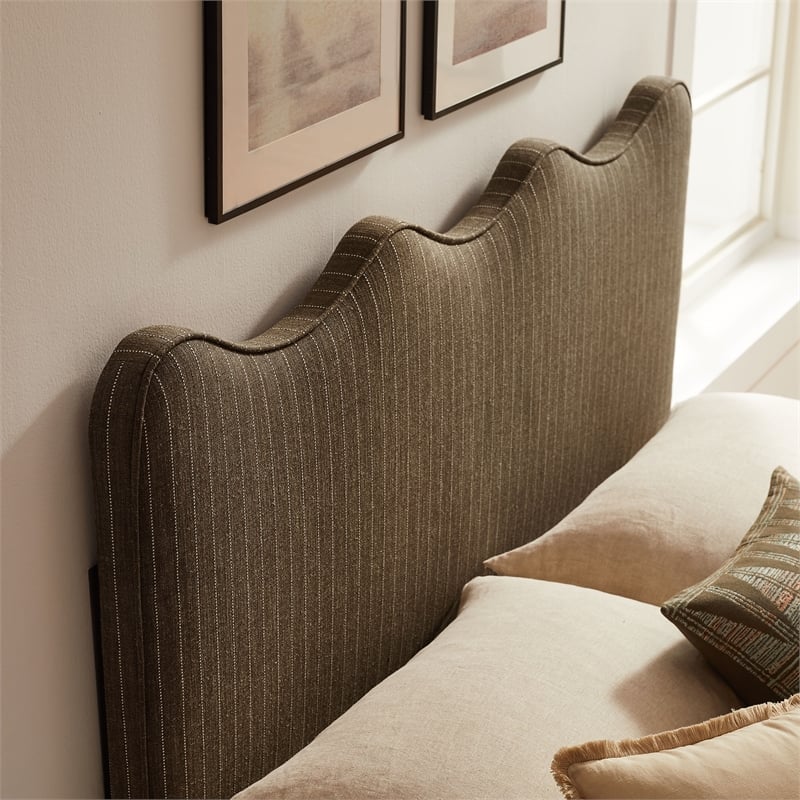 Athena Striped Fabric Upholstered King Size Headboard in Earth Stripe