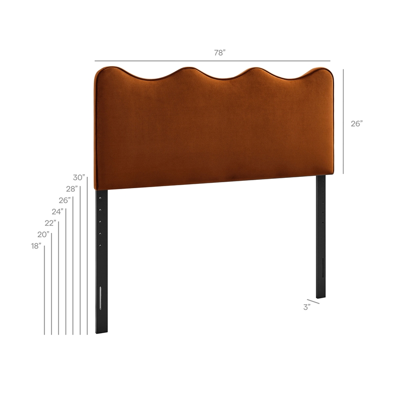 Athena Stain-Resistant Performance Velvet King Size Headboard in Rust
