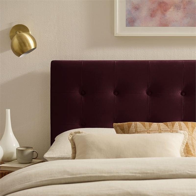 Emily Stain-Resistant Performance Velvet Full Size Headboard in Mulberry