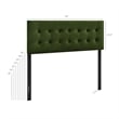 Emily Stain-Resistant Performance Velvet Full Size Headboard in Moss Green