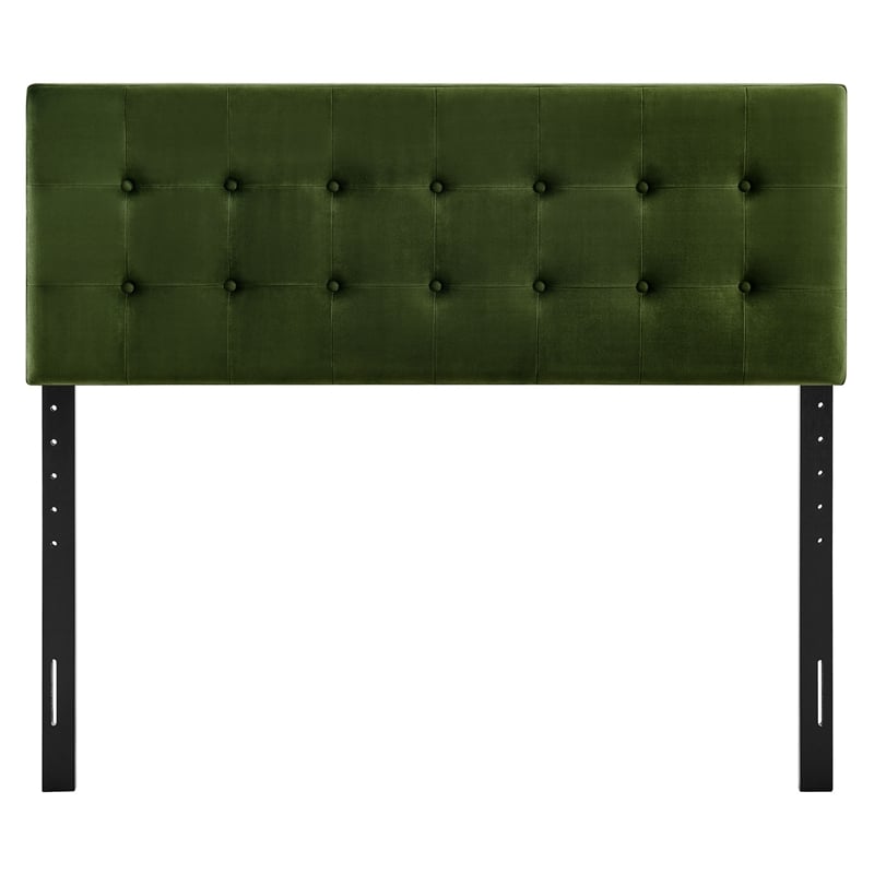 Emily Stain-Resistant Performance Velvet Full Size Headboard in Moss Green