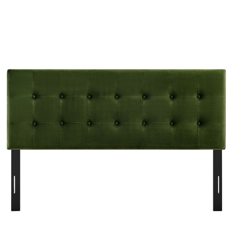 Emily Stain-Resistant Performance Velvet Full Size Headboard in Moss Green