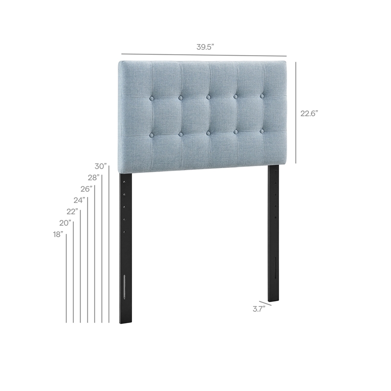 Emily Fabric Upholstered Twin Size Headboard in Sky Blue