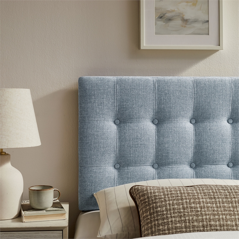 Emily Fabric Upholstered Twin Size Headboard in Sky Blue