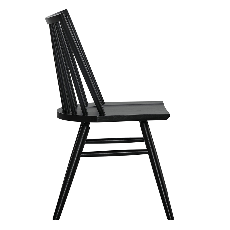 Alvar Spindle Back Dining Side Chairs Set of 2 in Black