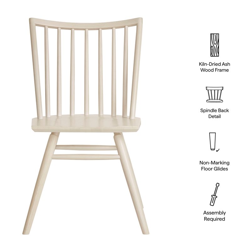 Alvar Spindle Back Dining Side Chairs Set of 2 in White Wash