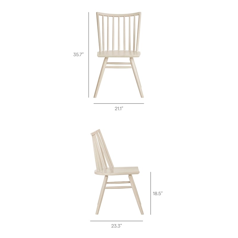 Alvar Spindle Back Dining Side Chairs Set of 2 in White Wash