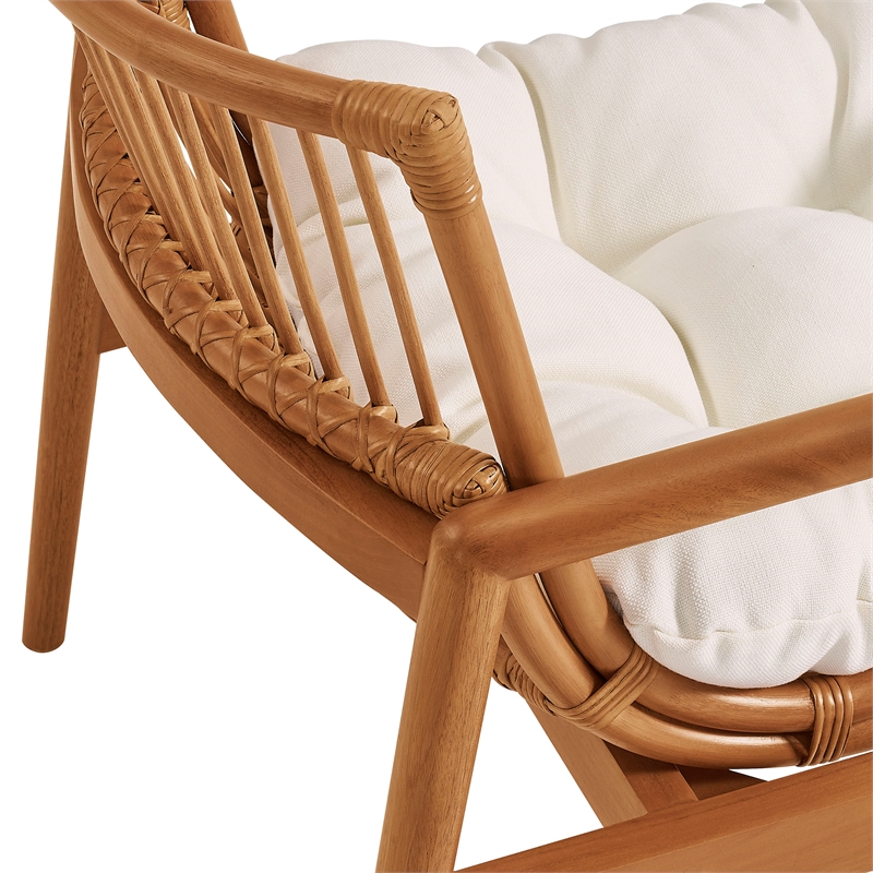 Tula Wood Rattan Lounge Chair in Brown