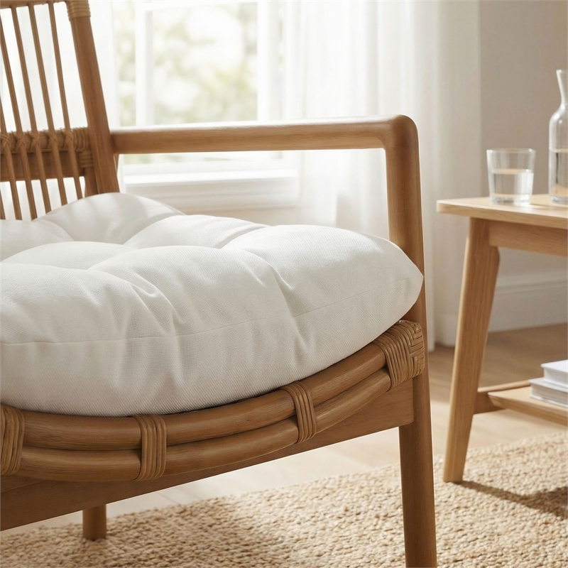 Tula Wood Rattan Lounge Chair in Brown
