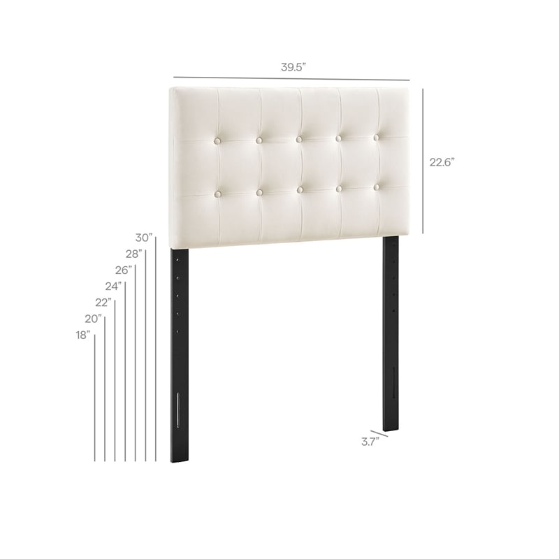 Emily Stain-Resistant Performance Velvet Twin Size Headboard in Alabaster