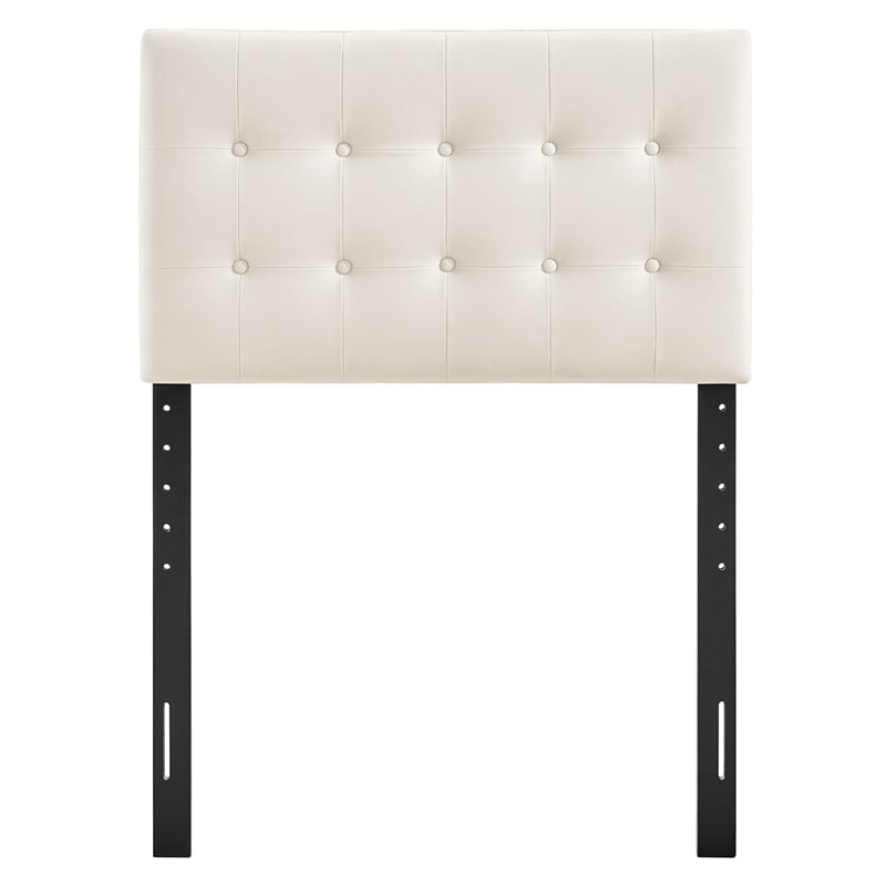 Emily Stain-Resistant Performance Velvet Twin Size Headboard in Alabaster