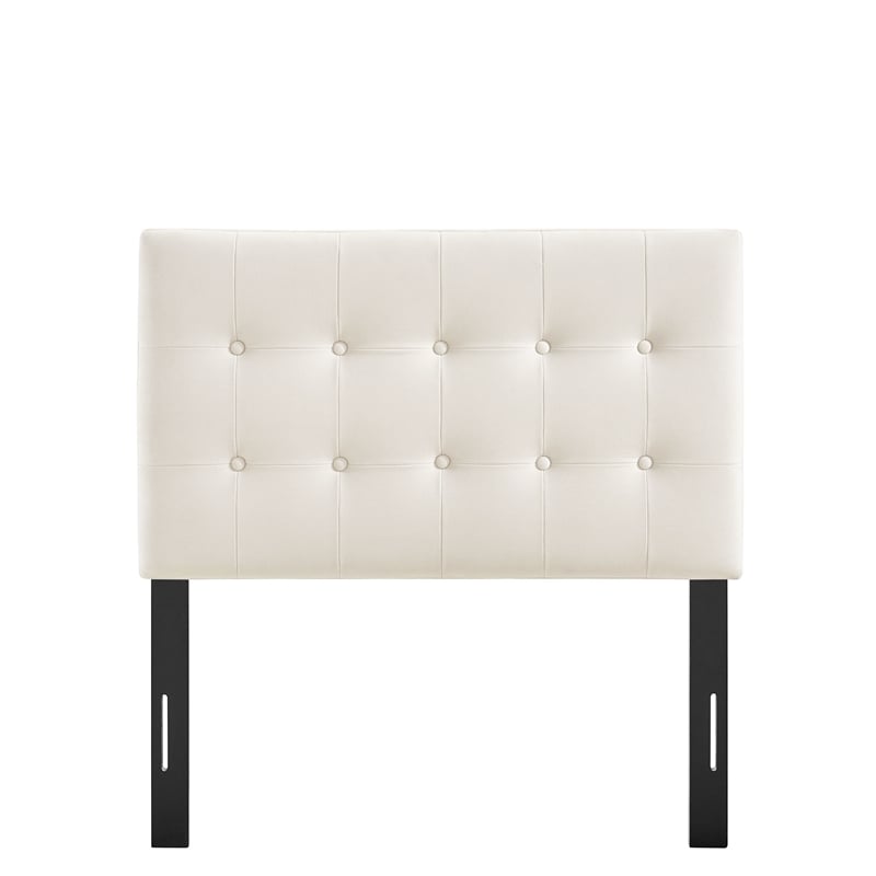 Emily Stain-Resistant Performance Velvet Twin Size Headboard in Alabaster