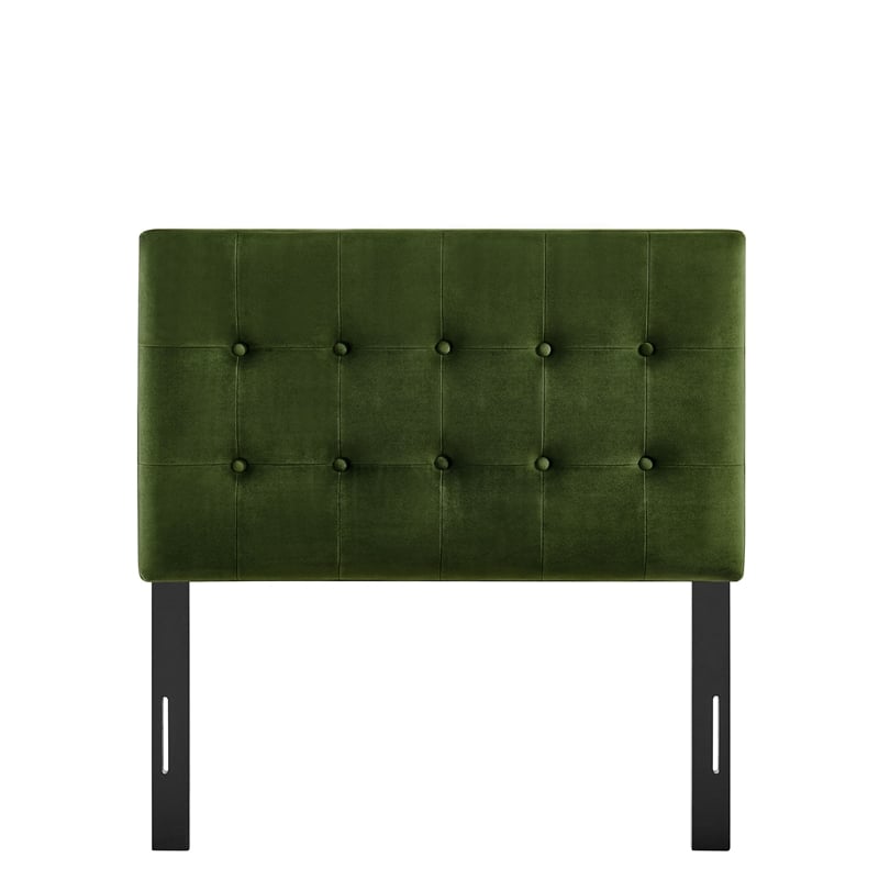 Emily Stain-Resistant Performance Velvet Twin Size Headboard in Moss Green