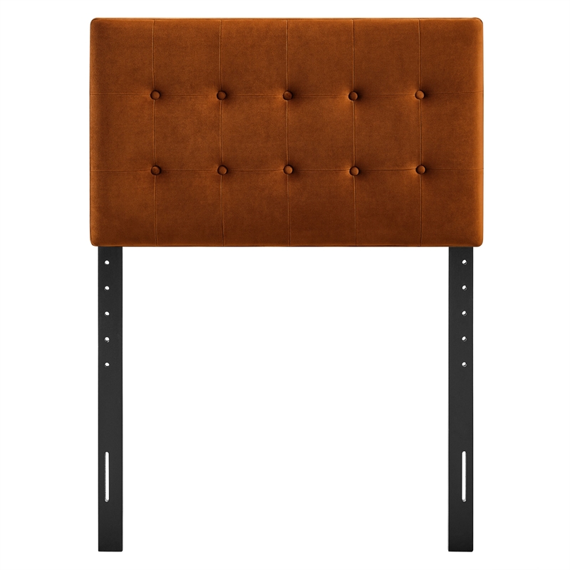 Emily Stain-Resistant Performance Velvet Twin Size Headboard in Rust