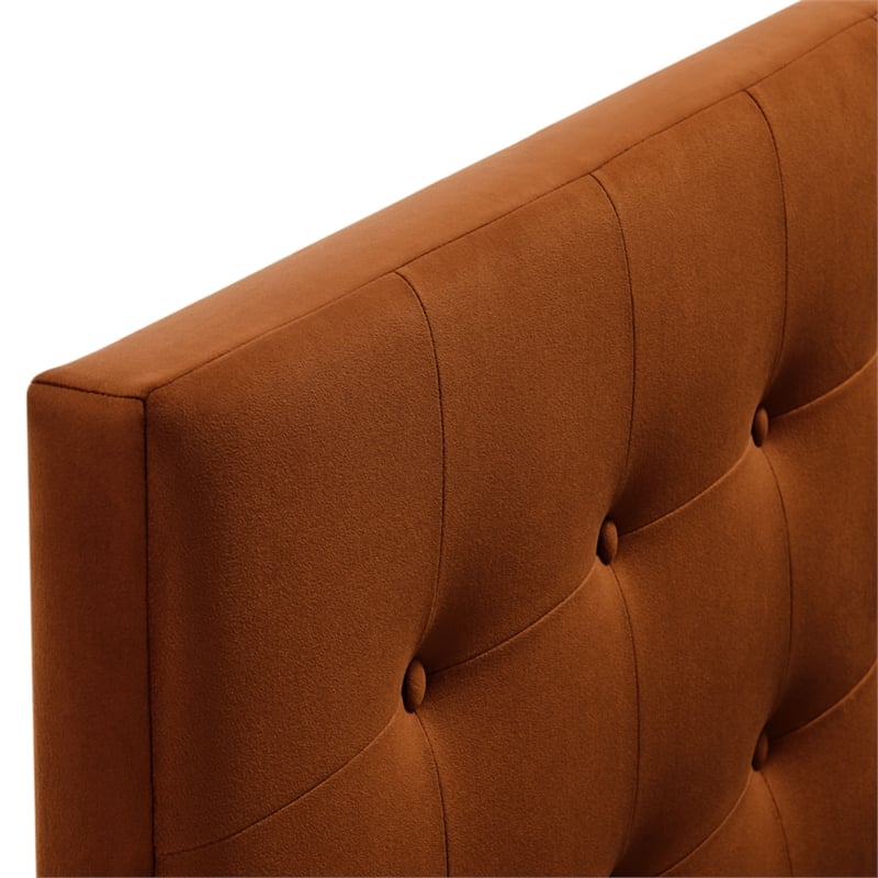 Emily Stain-Resistant Performance Velvet Twin Size Headboard in Rust