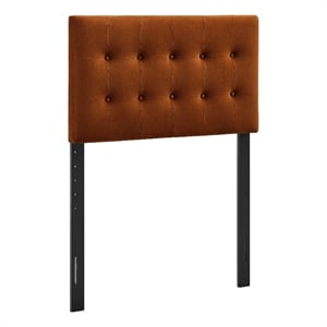 Emily Stain-Resistant Performance Velvet Twin Size Headboard in Rust