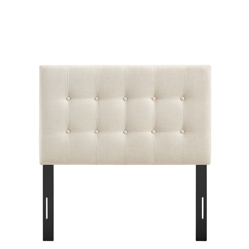 Emily Fabric Upholstered Twin Size Headboard in Ecru