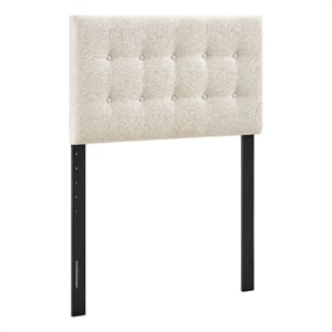 Emily Fabric Upholstered Twin Size Headboard in Ecru