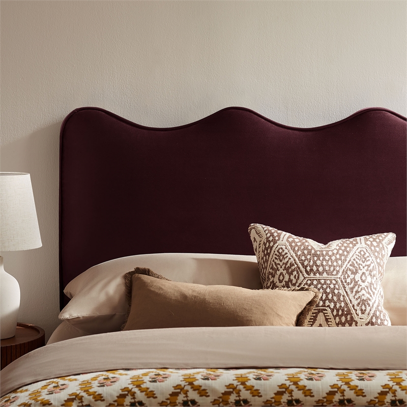 Athena Stain-Resistant Performance Velvet Full Size Headboard in Mulberry