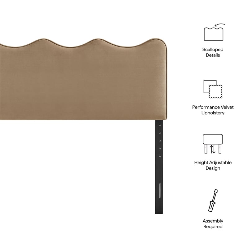 Athena Stain-Resistant Performance Velvet Full Size Headboard in Taupe